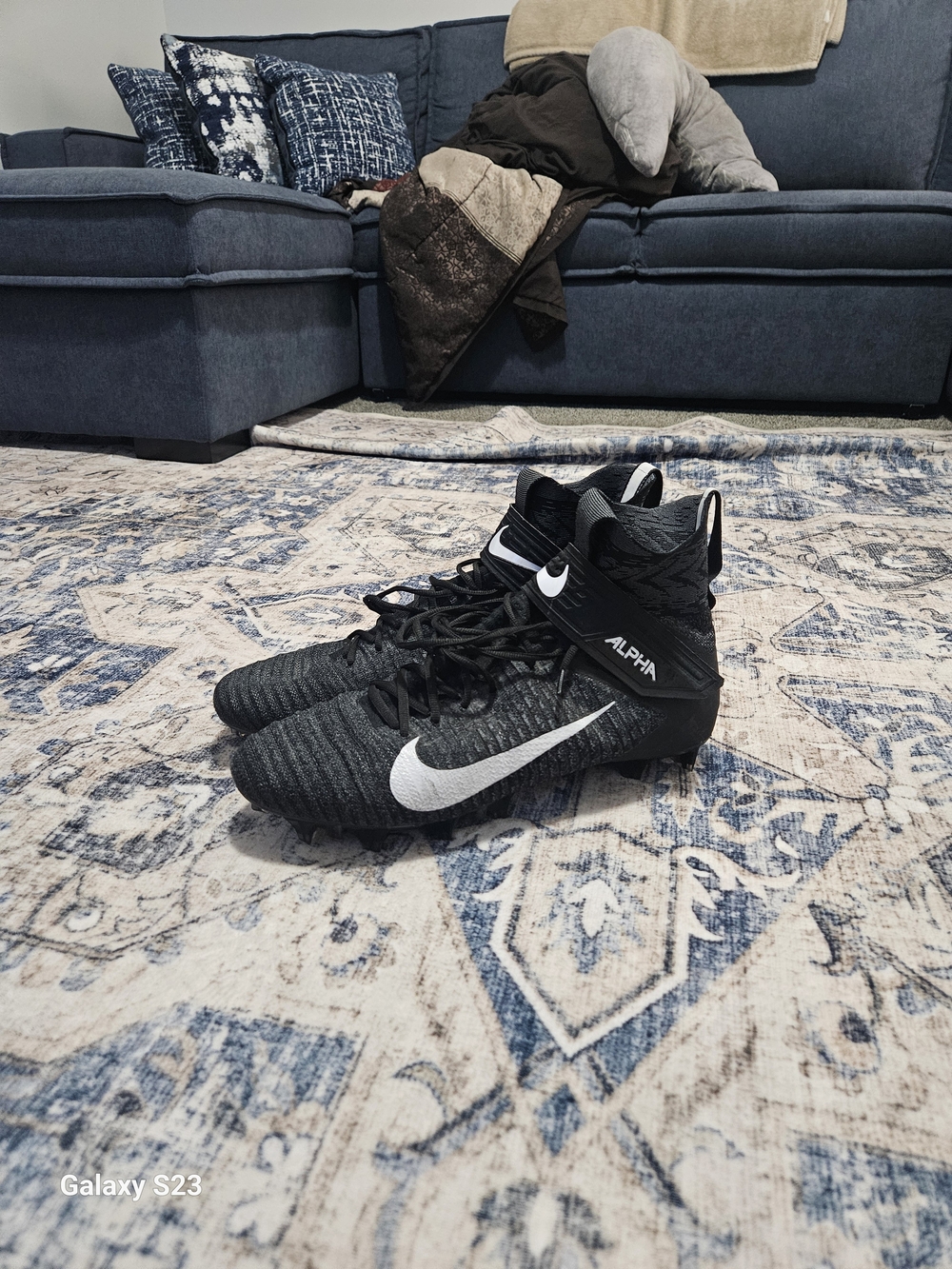 Nike Alpha Menace Elite Football Cleats Black White AQ3374-001 Men's Size 16